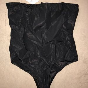 Black strapless bodysuit